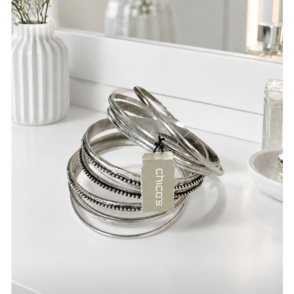 Chicos Silver Bangle Stack New